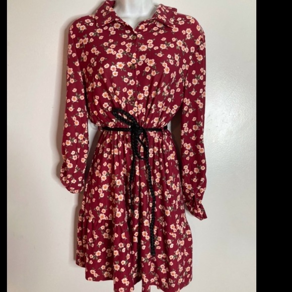 American Rag Dresses & Skirts - AMERICAN RAG PINK FLORAL DRESS W BRAIDED BELT